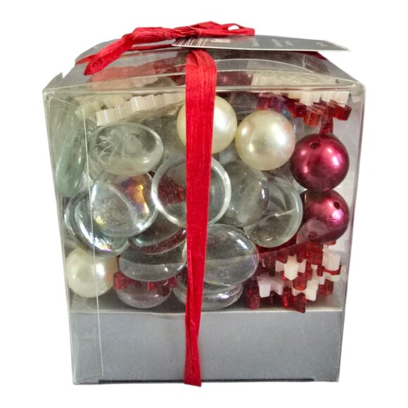 NEW! Pier 1 Imports Christmas Holiday Decorative Gem Mix Red & White Snowflakes - Picture 3 of 8